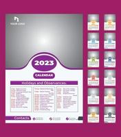 2023 new year calendar template vector