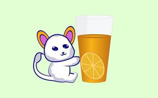 Panda with juice glass Pro vector