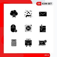 Pictogram Set of 9 Simple Solid Glyphs of promotion discount email mouse gadget Editable Vector Design Elements