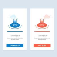 Hotel Pool Swimming Service  Blue and Red Download and Buy Now web Widget Card Template vector