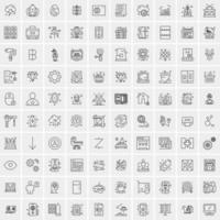 paquete de 100 iconos de líneas universales para móviles y web vector