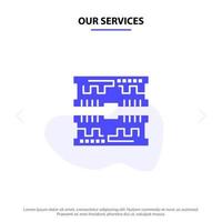 Our Services Cards Component Computer Solid Glyph Icon Web card Template vector