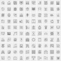 paquete de 100 iconos de líneas universales para móviles y web vector