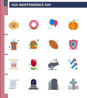 Happy Independence Day USA Pack of 16 Creative Flats of burger stage day election usa festival Editable USA Day Vector Design Elements