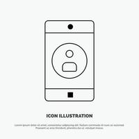 Application Mobile Mobile Application Profile Line Icon Vector