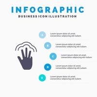 Fingers Gestures Hand Interface Multiple Touch Solid Icon Infographics 5 Steps Presentation Background vector