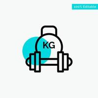 Barbell Dumbbell Equipment Kettle bell Weight turquoise highlight circle point Vector icon