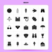 Solid 25 Beach Icon set Vector Glyph Style Design Black Icons Set Web and Mobile Business ideas design Vector Illustration