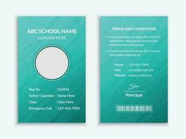 plantilla de tarjeta de identificación escolar y diseño de tarjeta de identidad de estudiante universitario vatical vector