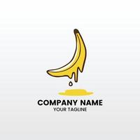 Minimalist inspiring melting chocolate banana cartoon logo. funny logo design vector