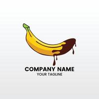 Minimalist inspiring chocolate banana melting cartoon logo. funny logo design vector