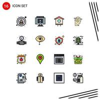 Universal Icon Symbols Group of 16 Modern Flat Color Filled Lines of gauge mind webcam thinking spring Editable Creative Vector Design Elements