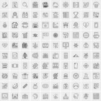 paquete de 100 iconos de líneas universales para móviles y web vector