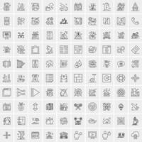 paquete de 100 iconos de líneas universales para móviles y web vector