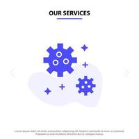 Our Services Astronaut Meteor Space Solid Glyph Icon Web card Template vector