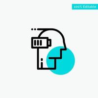 Battery Exhaustion Low Mental Mind turquoise highlight circle point Vector icon