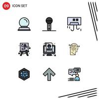 Modern Set of 9 Filledline Flat Colors Pictograph of lcd process air creative hardware Editable Vector Design Elements