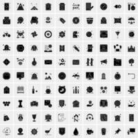 Set of 100 Universal Solid Icons vector