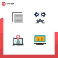 Set of 4 Modern UI Icons Symbols Signs for document navigation interface engineering science system Editable Vector Design Elements