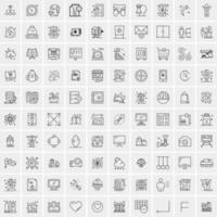 paquete de 100 iconos de líneas universales para móviles y web vector