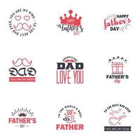 Happy fathers day 9 Black and Pink vintage retro type font Illustrator eps10 Editable Vector Design Elements