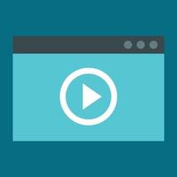 Window video play icon, flat style vector