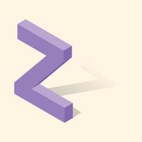 Z letter in isometric 3d style with shadow vector