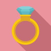 icono de anillo de cristal, estilo plano vector