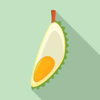 Cover slice durian icon, flat style vector