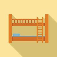 Hotel bunk bed icon, flat style vector