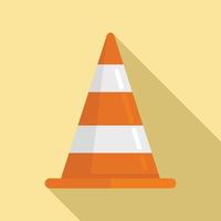 icono de cono de carretera de demolición, tipo plano vector