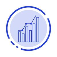 gráfico análisis negocios diagrama marketing estadísticas tendencias línea punteada azul icono de línea vector