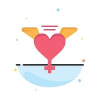 Heart Wings Love Abstract Flat Color Icon Template vector