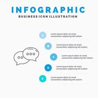 Chat Chatting Conversation Dialogue Line icon with 5 steps presentation infographics Background vector