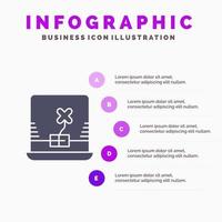 computadora portátil irlanda icono sólido infografía 5 pasos presentación antecedentes vector