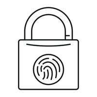 Fingerprint lock icon, outline style vector