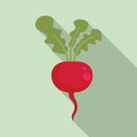 Red organic radish icon, flat style vector