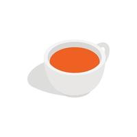 White cup of tea icon, isometric 3d style vector