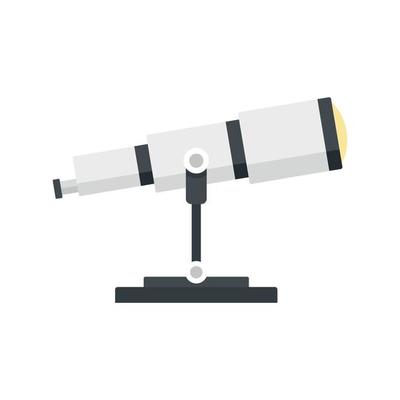 Space research telescope icon, flat style