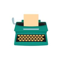Old typewriter icon, flat style vector