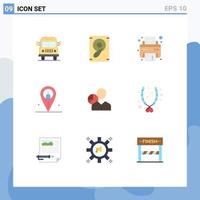 Universal Icon Symbols Group of 9 Modern Flat Colors of data graph print outsource location Editable Vector Design Elements