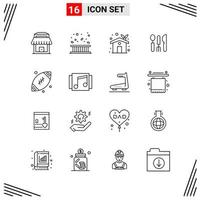 16 Icons Line Style Grid Based Creative Outline Symbols for Website Design Simple Line Icon Signs Isolated on White Background 16 Icon Set Creative Black Icon vector background