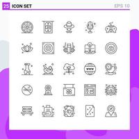 Stock Vector Icon Pack of 25 Line Signs and Symbols for video game avatar sound recorder electronics Editable Vector Design Elements