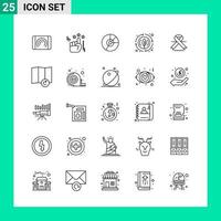 paquete de 25 iconos de estilo de línea establece símbolos de esquema para imprimir signos creativos aislados en fondo blanco 25 conjunto de iconos fondo de vector de icono negro creativo