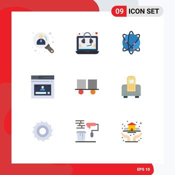 Universal Icon Symbols Group of 9 Modern Flat Colors of caterpillar vehicles website computing web internet Editable Vector Design Elements