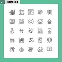 Mobile Interface Line Set of 25 Pictograms of research human witch business man Editable Vector Design Elements