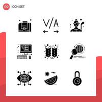 paquete de 9 iconos de glifos universales para medios impresos sobre fondo blanco fondo de vector de icono negro creativo