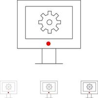 servicio de soporte en línea asistencia técnica soporte técnico mantenimiento web conjunto de iconos de línea negra en negrita y delgada vector