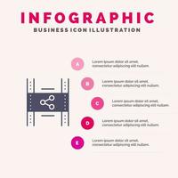 Distribution Film Movie P2p Share Solid Icon Infographics 5 Steps Presentation Background vector