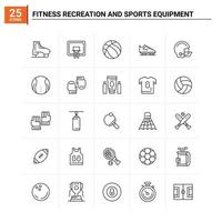 25 Fitness Recreation And Sports Equipment icon set vector background